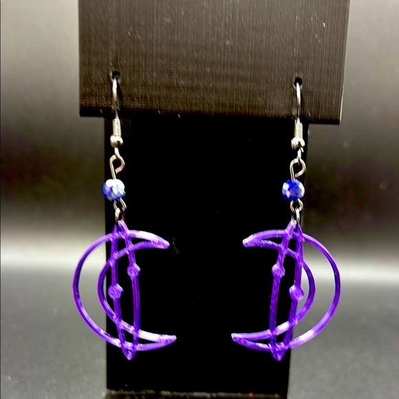 Handmade Purple Moon Earrings - Picture 3 of 6